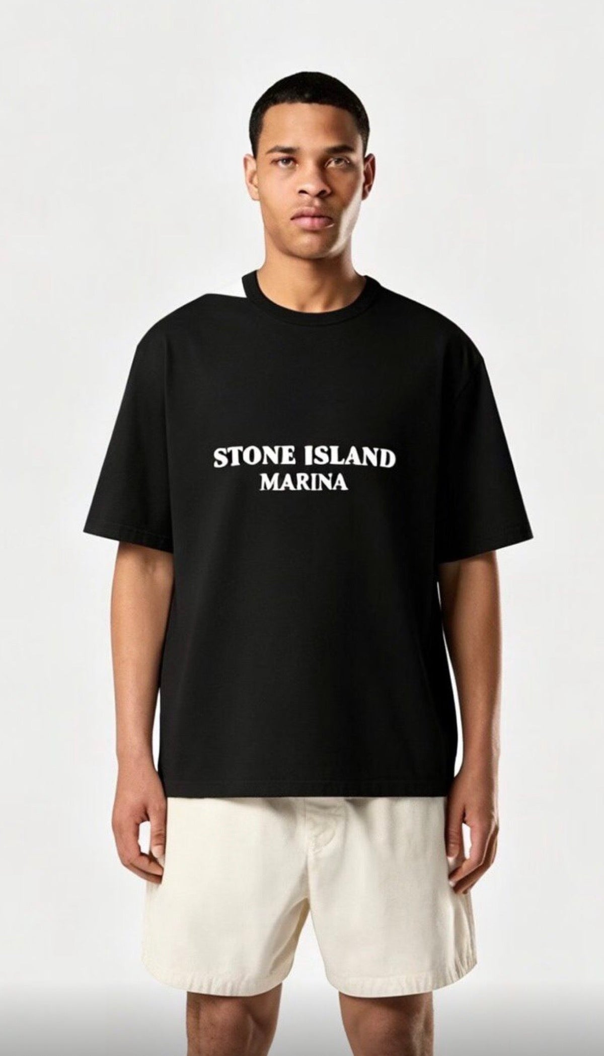 T-shirt Stone Island noir et blanc