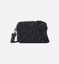 Pochette zippée à bandoulière Toile jacquard Dior Oblique noir