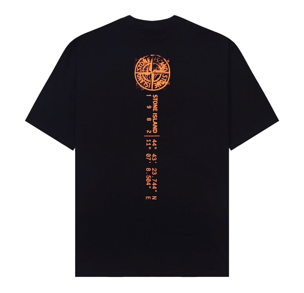 T-shirt Stone Island noir et orange