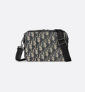 Pochette zippée à bandoulière Toile jacquard Dior Oblique noir