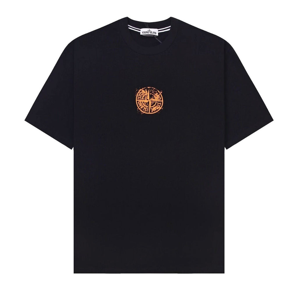 T-shirt Stone Island noir et orange