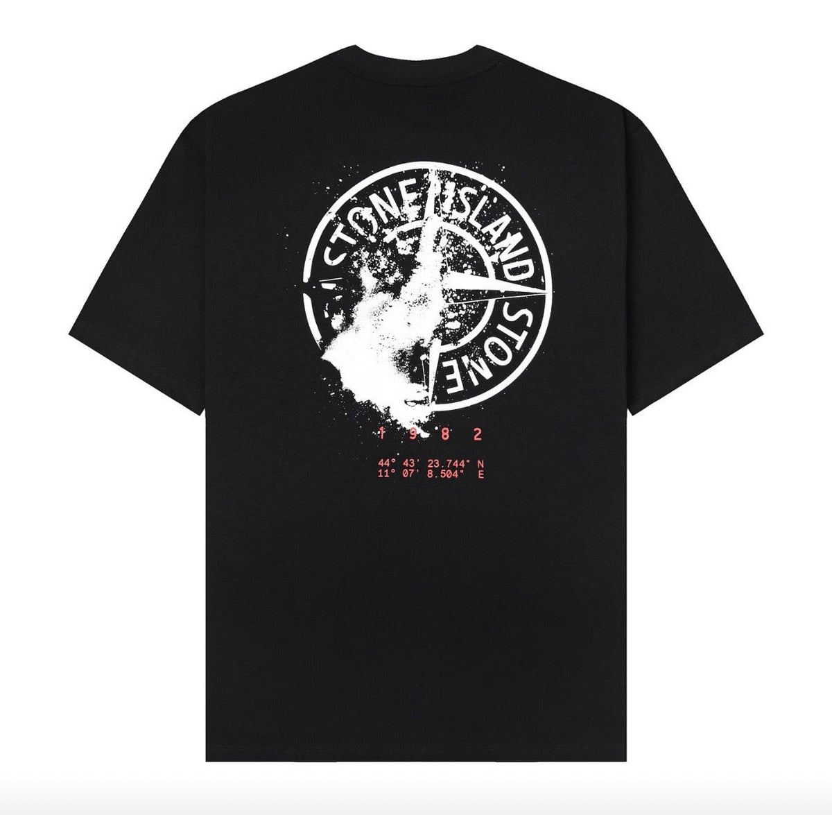 T-shirt Stone Island noir et rouge boussole