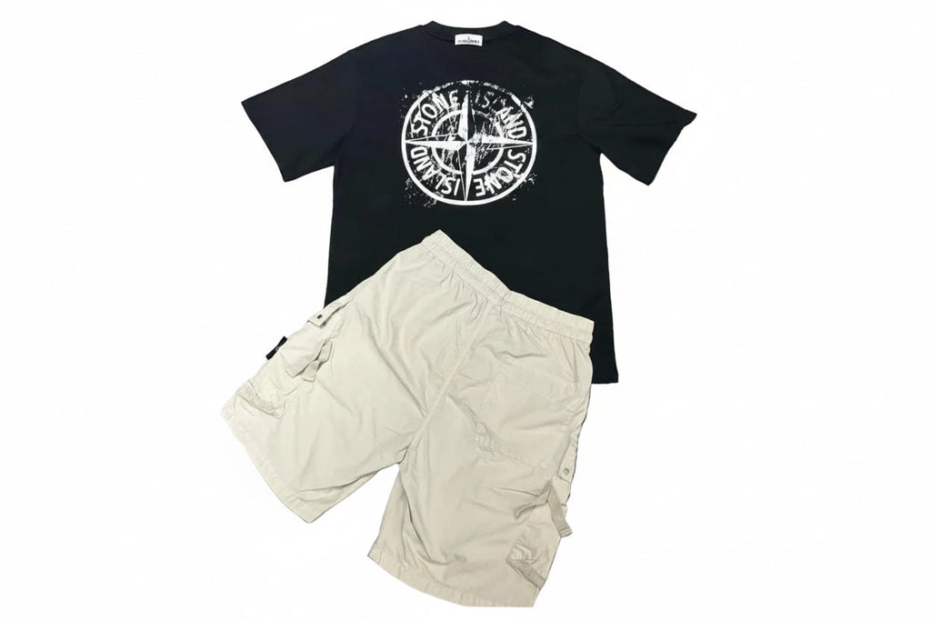 Ensemble stone island noir et beige