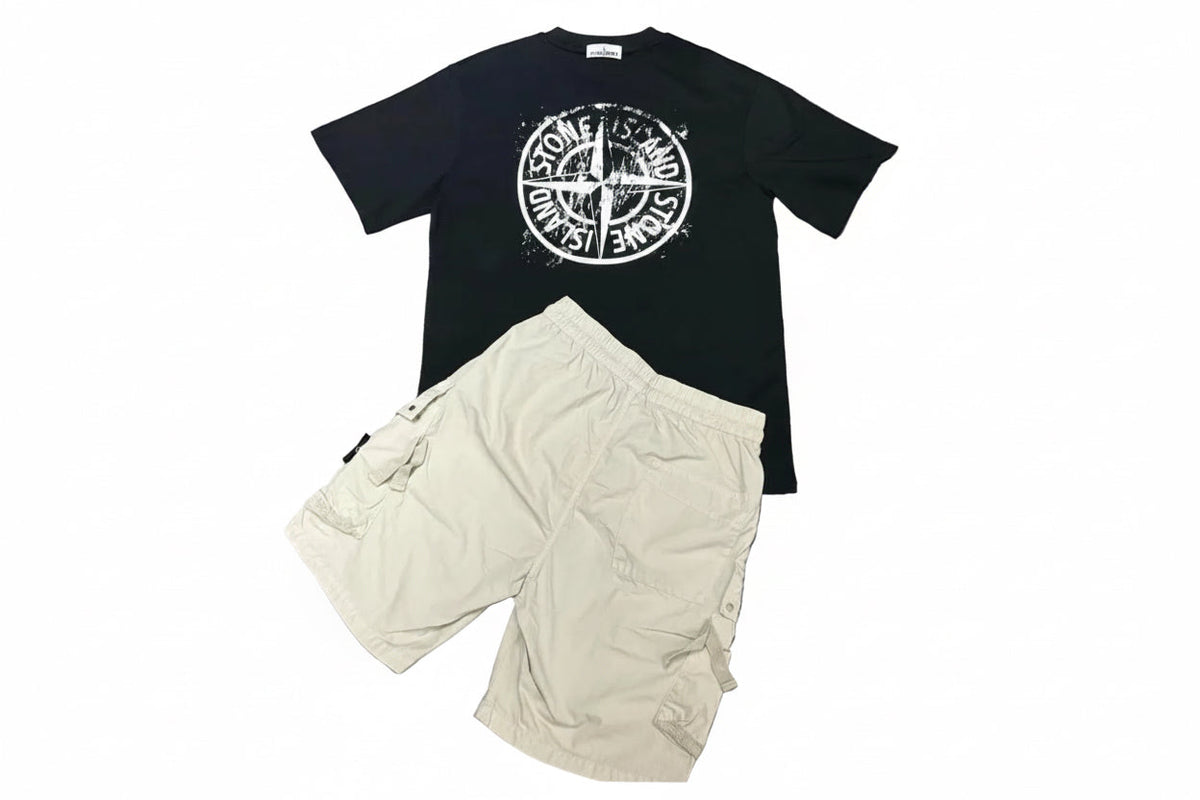 Ensemble stone island noir et beige