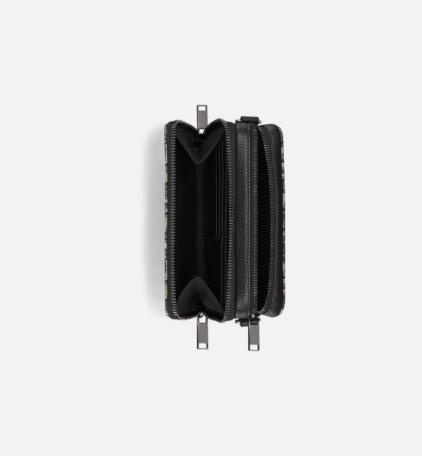 Pochette zippée à bandoulière Noir et Beige