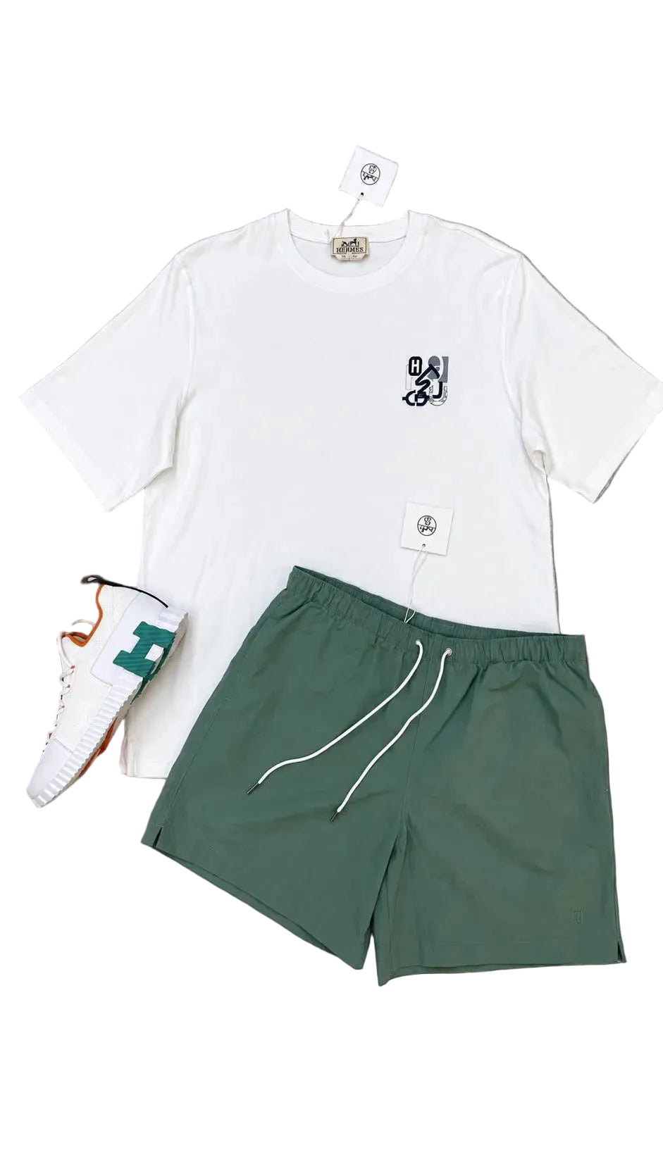 Esemble hermes blanc et vert