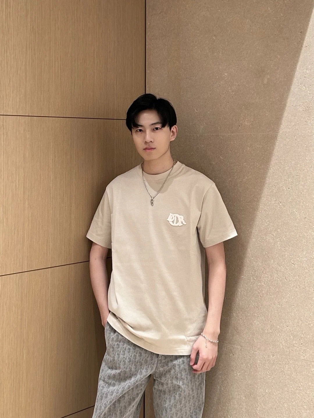T-shirt CD Charm, coupe relax Jersey de coton beige
