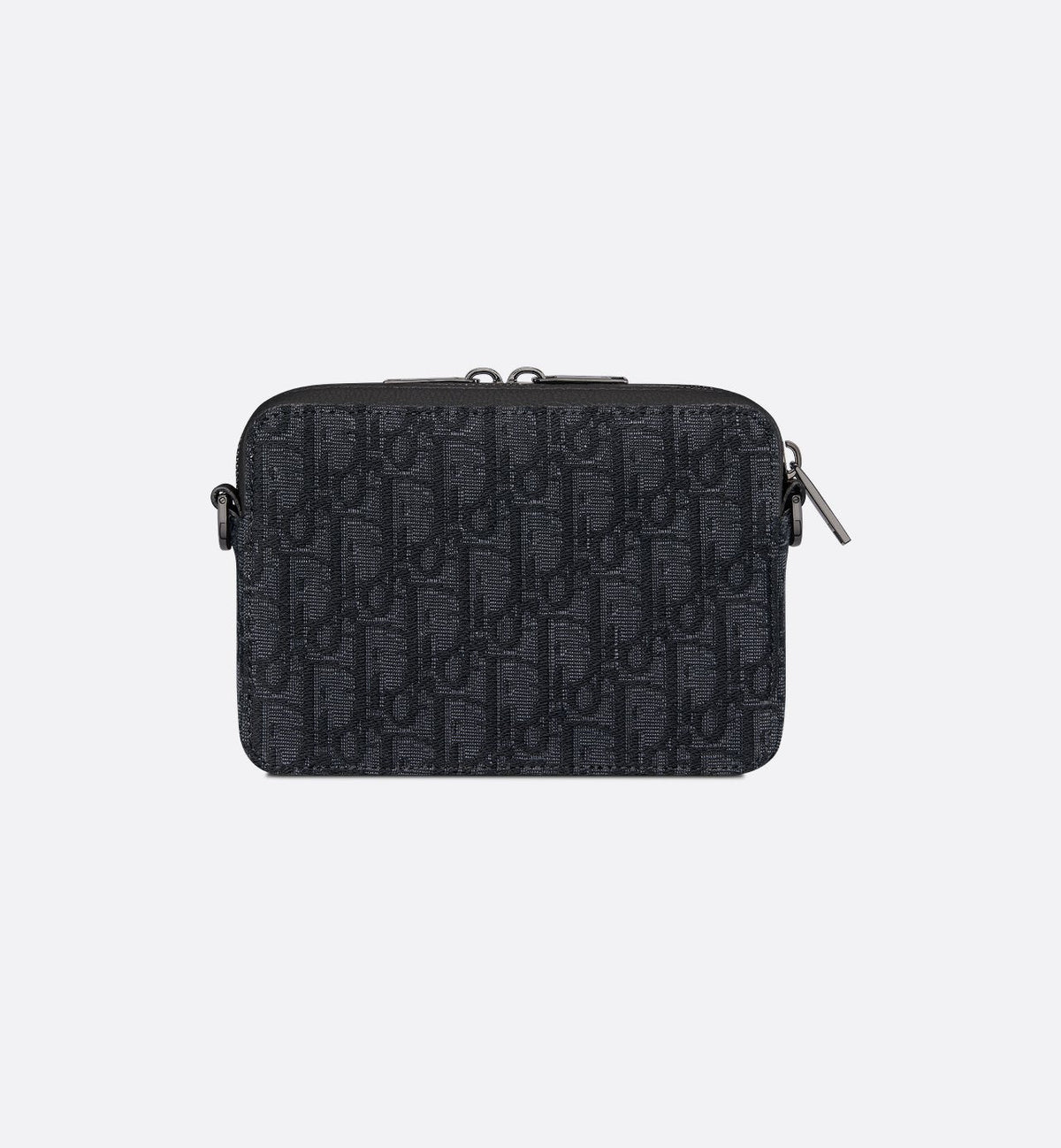 Pochette zippée à bandoulière Toile jacquard Dior Oblique noir