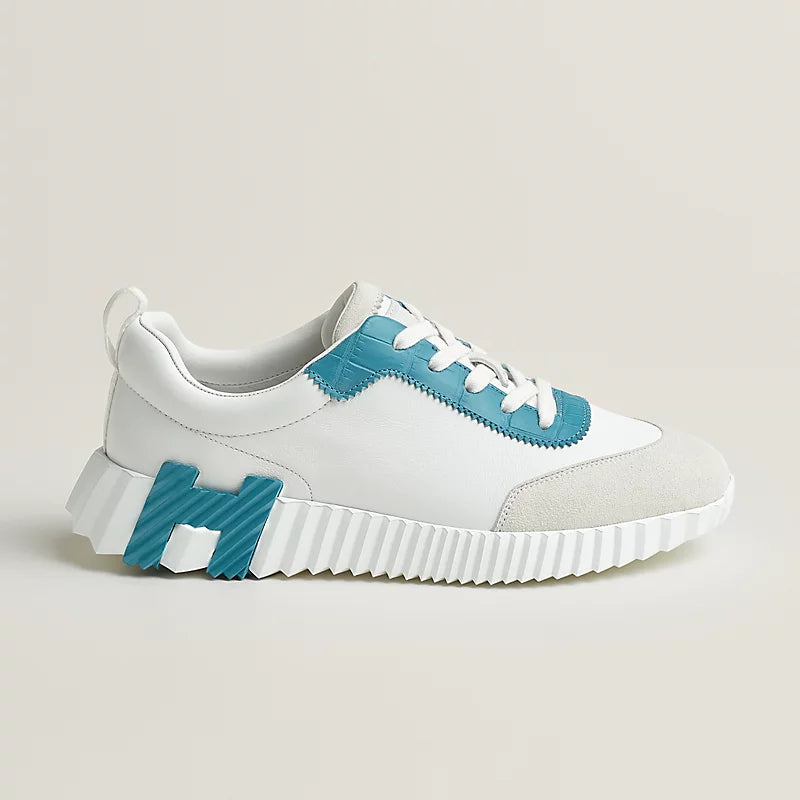Sneakers Hermès Bouncing new model blanc bleu crocodile