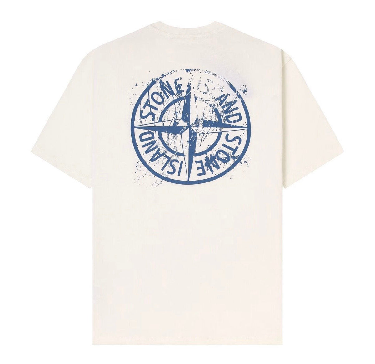 T-shirt Stone Island blanc bleu a boussole