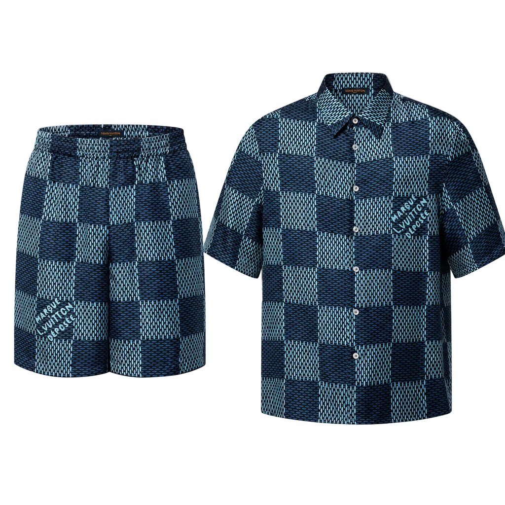 Ensemble LV monogramme bleu gris foncé