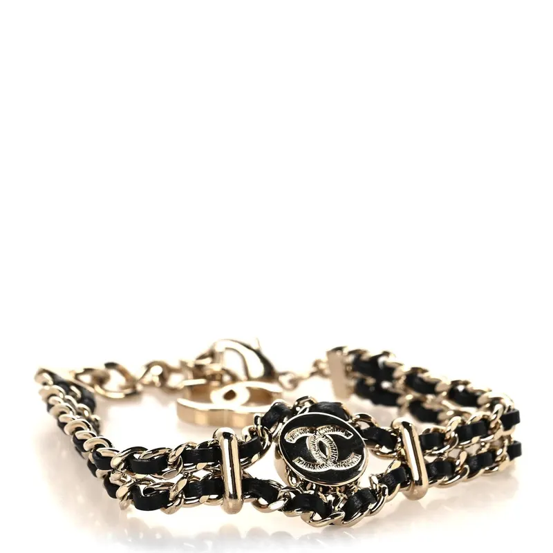 Chanel Bracelet cuir + chaîne CC