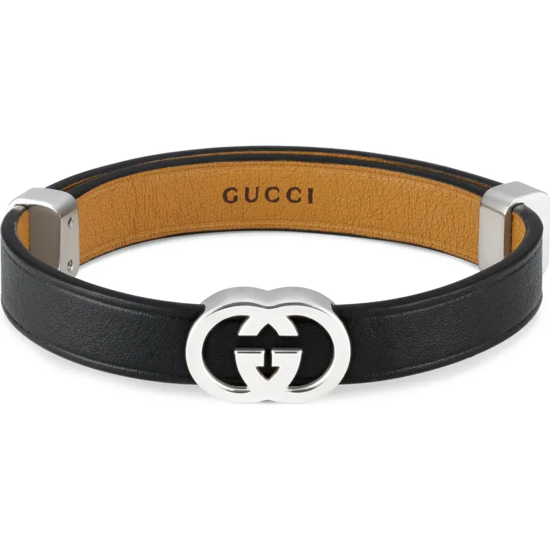 Gucci Bracelet cuir GG double tour