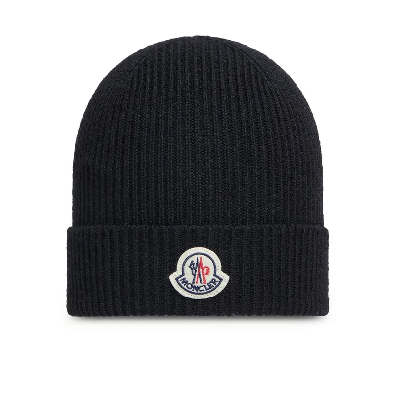 Moncler Bonnet maille laine logo
