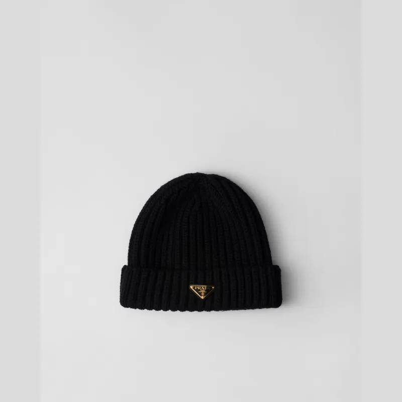 Prada Bonnet maille laine logo