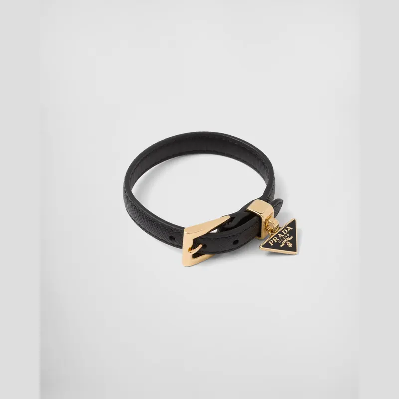 Prada Bracelet cuir Saffiano plaque triangle